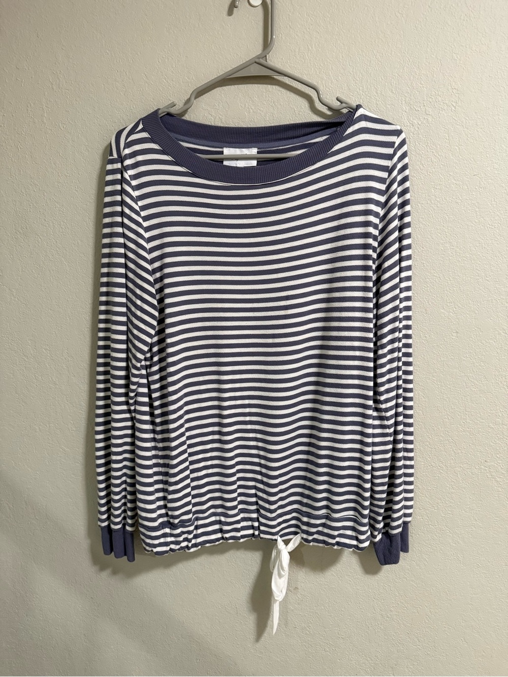 Soma Striped Long Sleeve Tie Front Top Blue White Size S